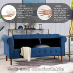 Banc de rangement moderne en tissu rembourré avec capitonnage et accoudoirs arrondis
