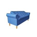 Banc de rangement moderne en tissu rembourré avec capitonnage et accoudoirs arrondis