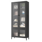 Grande Armoire de Rangement en Métal Vitrine avec 4 Portes Vitrées 5 Étagères Armoire d'Appoint Bibliothèque Armoire Autonome