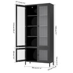 Grande Armoire de Rangement en Métal Vitrine avec 4 Portes Vitrées 5 Étagères Armoire d'Appoint Bibliothèque Armoire Autonome