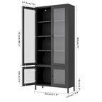 Grande Armoire de Rangement en Métal Vitrine avec 4 Portes Vitrées 5 Étagères Armoire d'Appoint Bibliothèque Armoire Autonome