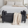 Banc de rangement, banc de chevet capitonné en velours de 113 cm avec accoudoirs pour lit Queen Size