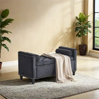 Storage Bench,44.5-Inch Queen Velvet Button Bedside Bench w/Armrests