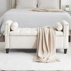 Banc de rangement, banc de chevet capitonné en velours de 113 cm avec accoudoirs pour lit Queen Size