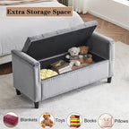Banc de rangement, banc de chevet capitonné en velours de 113 cm avec accoudoirs pour lit Queen Size
