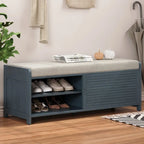 Banc de rangement volet vieilli en placage d'acacia