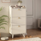 Meuble à chaussures moderne avec design en arc et 3 tiroirs, meuble de rangement pour chaussures pour entrée, extérieur, finition blanche
