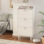 Meuble à chaussures moderne avec design en arc et 3 tiroirs, meuble de rangement pour chaussures pour entrée, extérieur, finition blanche
