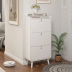 Meuble à chaussures moderne avec design en arc et 3 tiroirs, meuble de rangement pour chaussures pour entrée, extérieur, finition blanche