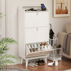 Meuble à chaussures moderne avec design en arc et 3 tiroirs, meuble de rangement pour chaussures pour entrée, extérieur, finition blanche