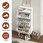 Meuble à chaussures moderne avec design en arc et 3 tiroirs, meuble de rangement pour chaussures pour entrée, extérieur, finition blanche