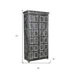 Garde-manger de 183 cm en manguier massif gris foncé – 2 portes, 4 étagères, finition rustique blanchie