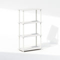 Furinno Turn-N-Tube 4-Tier Multipurpose Shelf Display Rack, Shelving Unit, Bookcase, White/White