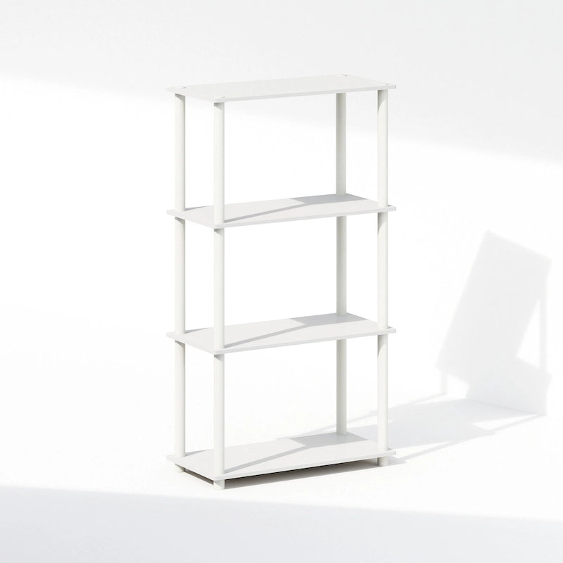 Furinno Turn-N-Tube Étagère multifonctionnelle à 4 niveaux, meuble de rangement, bibliothèque, blanc/blanc