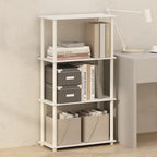 Furinno Turn-N-Tube 4-Tier Multipurpose Shelf Display Rack, Shelving Unit, Bookcase, White/White