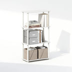 Furinno Turn-N-Tube 4-Tier Multipurpose Shelf Display Rack, Shelving Unit, Bookcase, White/White