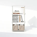 Furinno Turn-N-Tube 4-Tier Multipurpose Shelf Display Rack, Shelving Unit, Bookcase, White/White