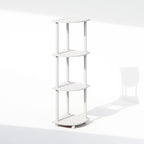 Furinno Turn-N-Tube 4-Tier Multipurpose Corner Shelf, Display Shelf, White/White