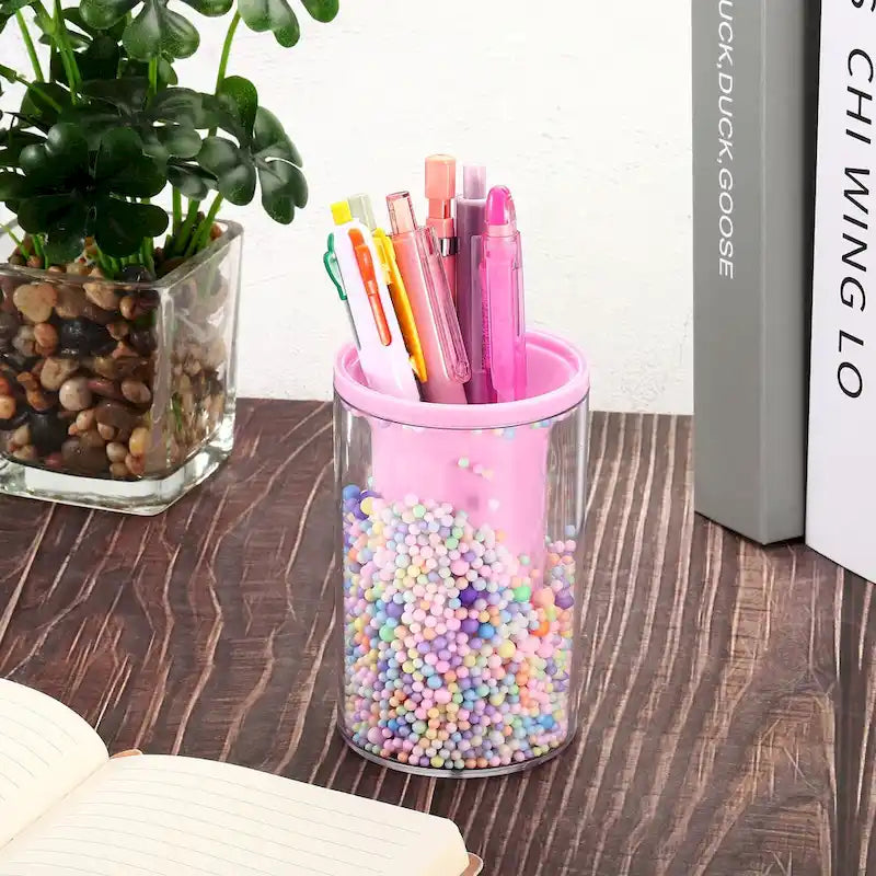 Pot à crayons en acrylique, porte-pinceaux de maquillage, pot de rangement pour papeterie