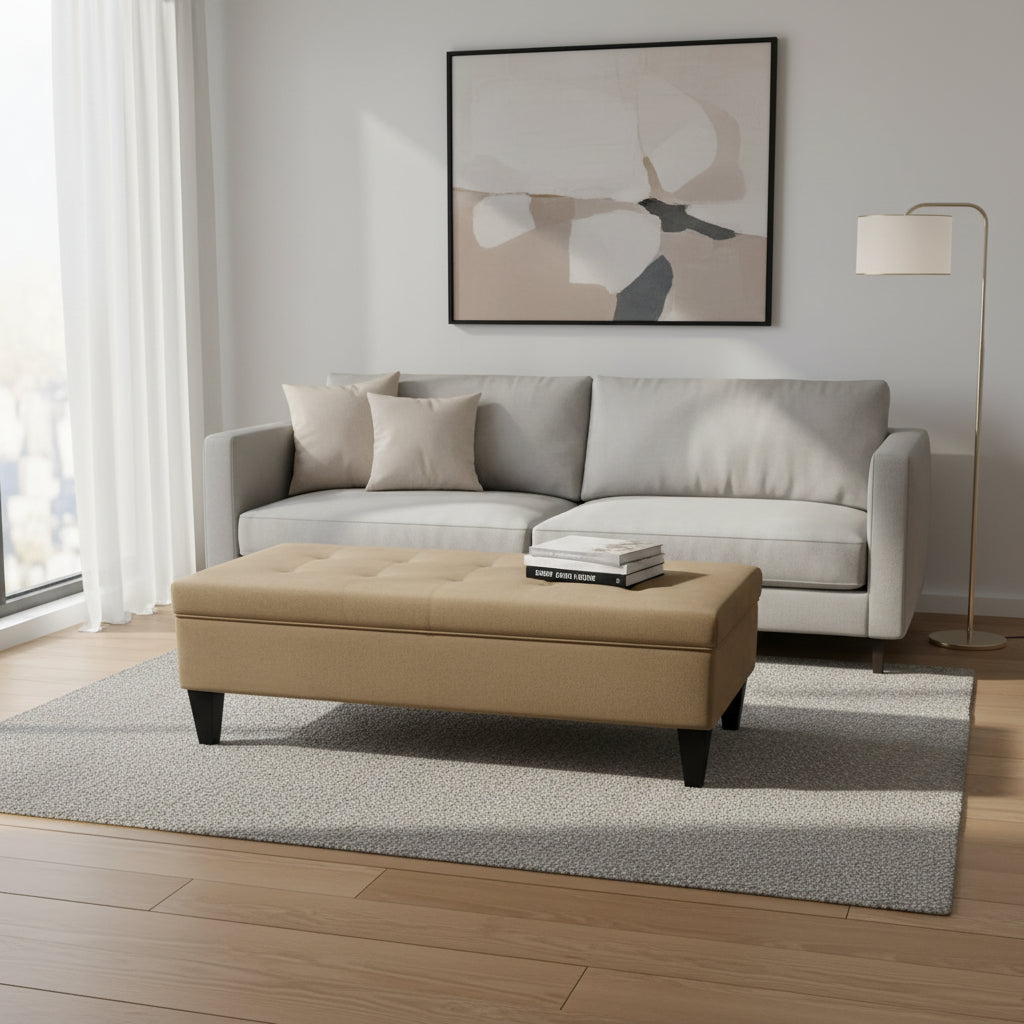 MJL Furniture Brooke 10 banc de rangement long capitonné ENNIS avec ottoman