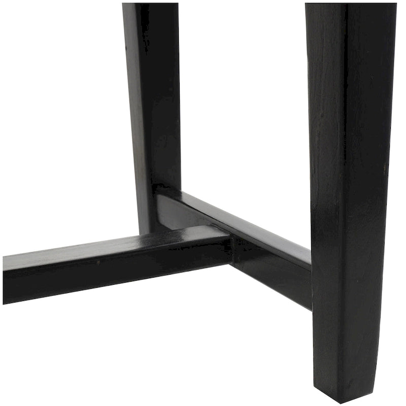 Banc en cuir tressé fait main noir – Cadre en bois de teck, 119,4 L x 44,5 l x 42,7 H cm, capacité de 113,4 kg