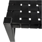 Banc en cuir tressé fait main noir – Cadre en bois de teck, 119,4 L x 44,5 l x 42,7 H cm, capacité de 113,4 kg