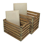 Set of 2 Farmhouse Wood Slat Storage Benches with Flip-Top Lid & Cushion – Brown, Handcrafted