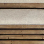 Set of 2 Farmhouse Wood Slat Storage Benches with Flip-Top Lid & Cushion – Brown, Handcrafted