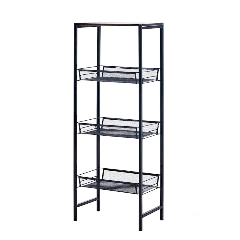 Étagère de rangement autoportante à 3 niveaux avec plateaux en maille et cadre métallique – 17.32L x 9.06P x 43.9H