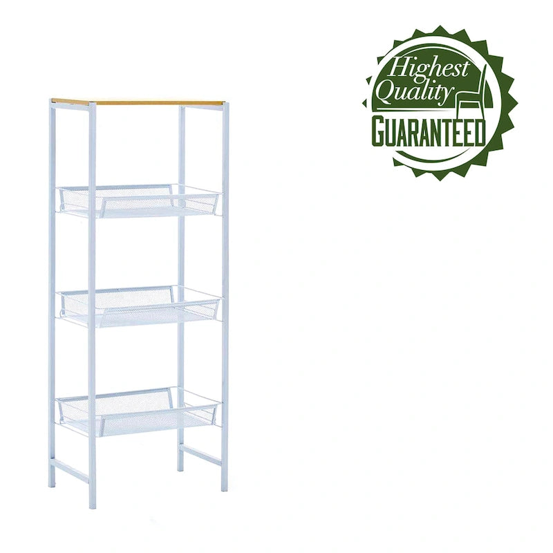 Étagère de rangement autoportante à 3 niveaux avec plateaux en maille et cadre métallique – 17.32L x 9.06P x 43.9H