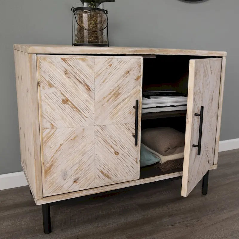 Modern Farmhouse Rustic Natural Accent Storage Cabinet
