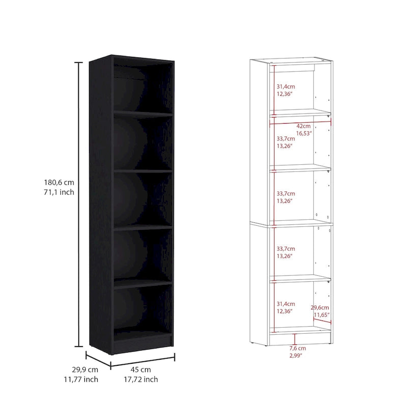 67" Wide 5-Shelf Bookcase Set of 3 – Modern Matt Gray & White, 71H x 11.7D