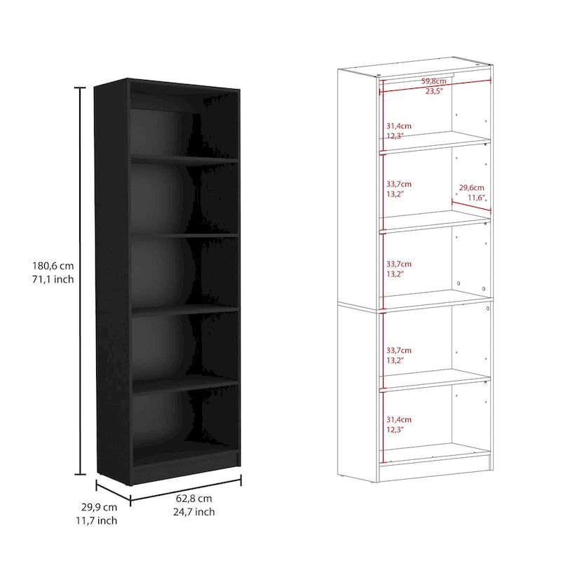 67" Wide 5-Shelf Bookcase Set of 3 – Modern Matt Gray & White, 71H x 11.7D
