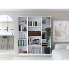 Ensemble de 3 bibliothèques à 4 étagères de 152 cm de large – Bois stratifié, 180 cm H x 30 cm P, Options multicolores
