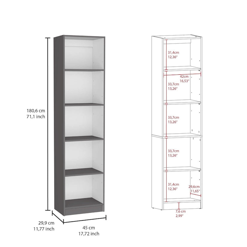 Ensemble de 3 bibliothèques à 4 étagères de 152 cm de large – Bois stratifié, 180 cm H x 30 cm P, Options multicolores