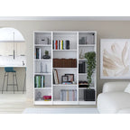 Ensemble de 3 bibliothèques à 4 étagères de 152 cm de large – Bois stratifié, 180 cm H x 30 cm P, Options multicolores