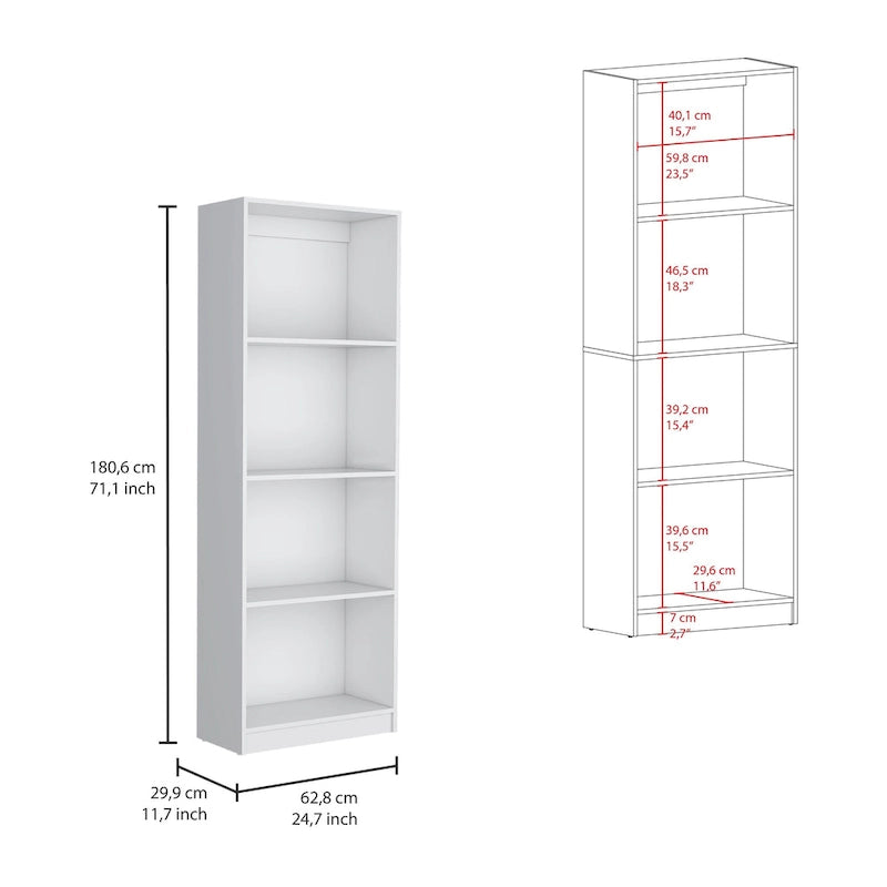 Ensemble de 3 bibliothèques à 4 étagères de 152 cm de large – Bois stratifié, 180 cm H x 30 cm P, Options multicolores
