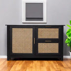 HomeRoots 50 Black Solid Wood Two Drawer Sideboard