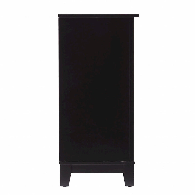 Bahut en bois massif noir avec 2 tiroirs et portes en rotin – 50,25 larg. x 30,5 haut. x 14,25 prof.