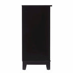 Bahut en bois massif noir avec 2 tiroirs et portes en rotin – 50,25 larg. x 30,5 haut. x 14,25 prof.