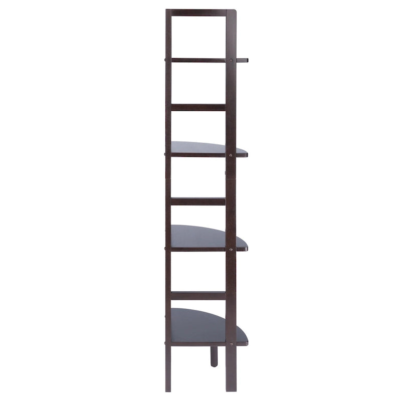 Étagère d'angle pour boulangerie à 4 niveaux en bois massif – Fini café, 13,8 po L x 63,5 po H, 20 lb par tablette