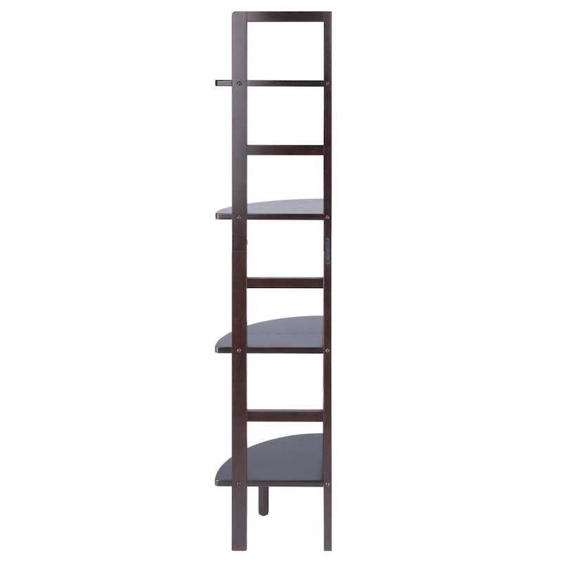 Étagère d'angle pour boulangerie à 4 niveaux en bois massif – Fini café, 13,8 po L x 63,5 po H, 20 lb par tablette