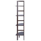 Étagère d'angle pour boulangerie à 4 niveaux en bois massif – Fini café, 13,8 po L x 63,5 po H, 20 lb par tablette