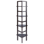 Étagère d'angle pour boulangerie à 4 niveaux en bois massif – Fini café, 13,8 po L x 63,5 po H, 20 lb par tablette