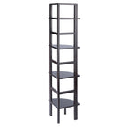 Étagère d'angle pour boulangerie à 4 niveaux en bois massif – Fini café, 13,8 po L x 63,5 po H, 20 lb par tablette