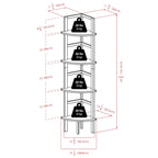 Étagère d'angle pour boulangerie à 4 niveaux en bois massif – Fini café, 13,8 po L x 63,5 po H, 20 lb par tablette