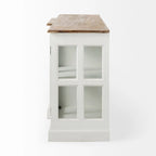 Buffet de ferme blanc en manguier massif avec portes vitrées et 4 tiroirs – 75L x 20.8W x 34.3H