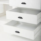 Buffet de ferme blanc en manguier massif avec portes vitrées et 4 tiroirs – 75L x 20.8W x 34.3H