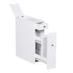 Meuble de rangement de salle de bain étroit blanc avec tiroirs coulissants et porte-papier toilette – 17,1 cm L x 58,4 cm H