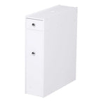 Meuble de rangement de salle de bain étroit blanc avec tiroirs coulissants et porte-papier toilette – 17,1 cm L x 58,4 cm H